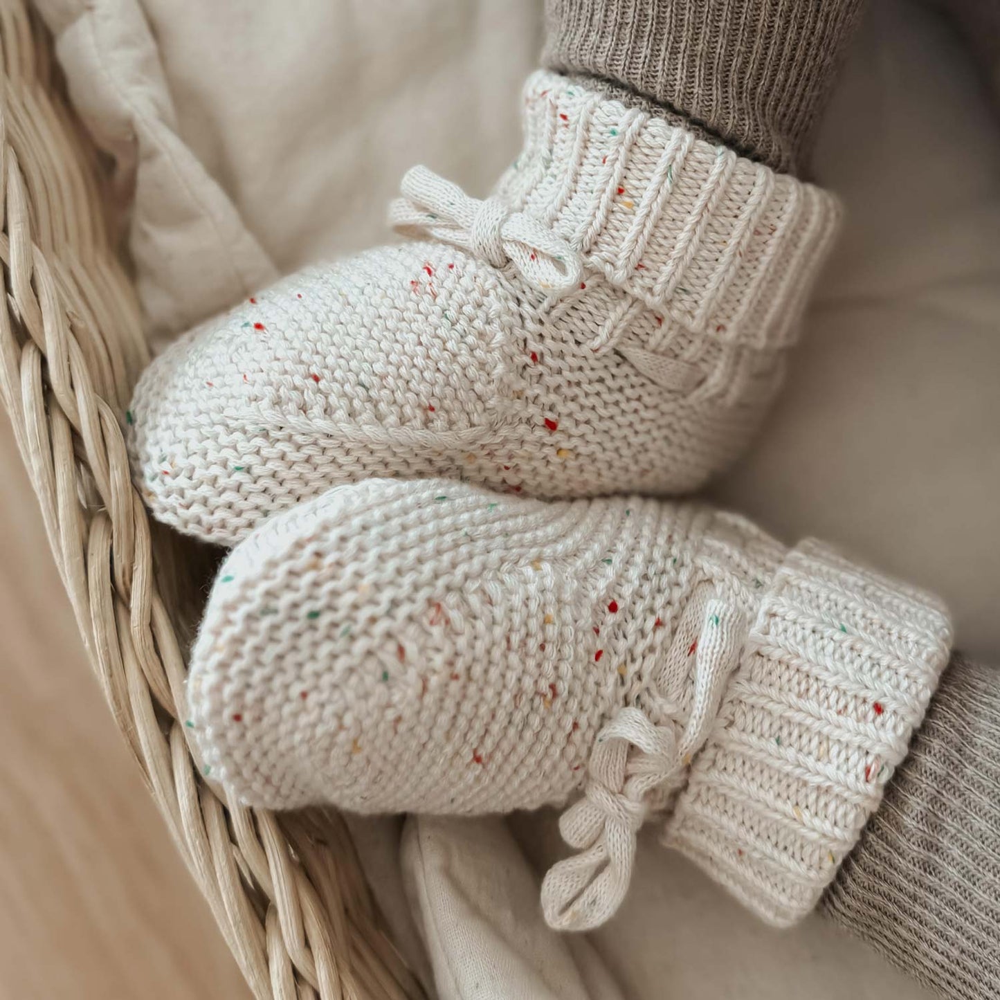 Speckle Knit Baby Booties