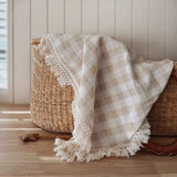 Beige Gingham Baby Swaddle