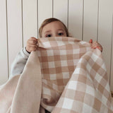 Beige Gingham Baby Blanket