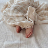 Beige Gingham Baby Swaddle