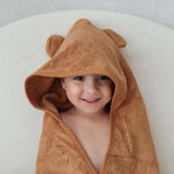 Billie & Byron Hooded Baby and Toddler Bath Towel with Bear Ears in Tan