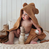 Billie & Byron Hooded Baby and Toddler Bath Towel with Bear Ears in Tan