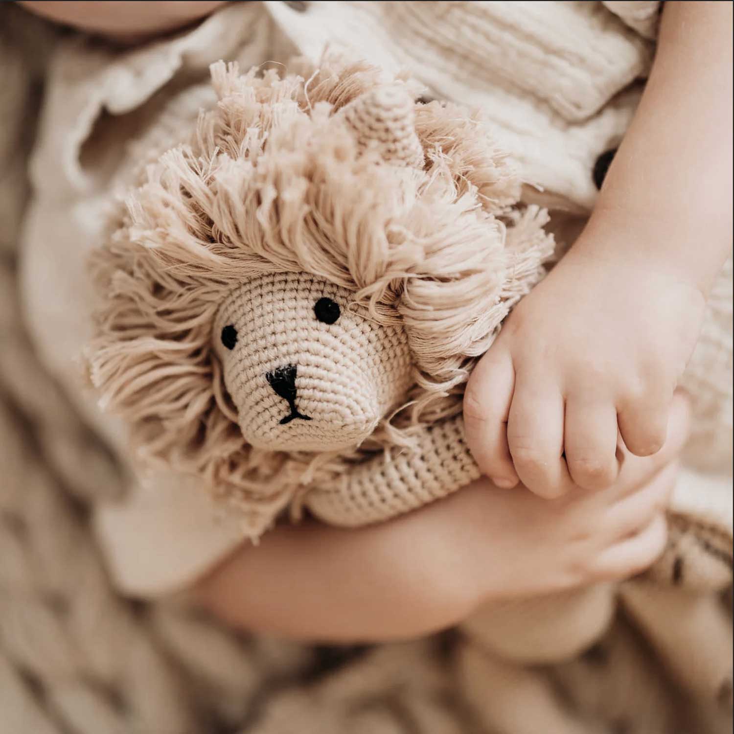 Luca the Lion Plush Baby Toy - Cotton Crochet